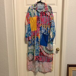 Colorful Patchwork Long Shirt Dress